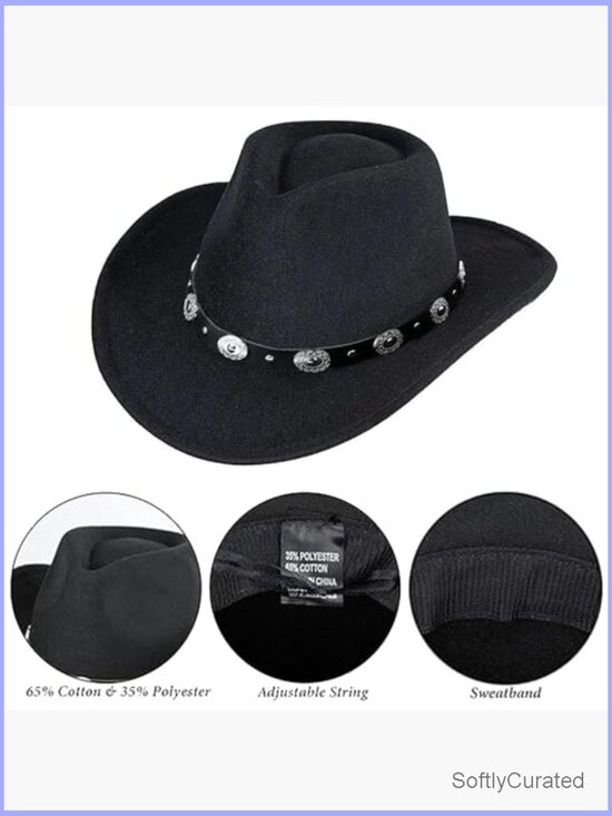 Felt Cowboy Hat for Women Cowgirls Fedora Gus Hat Rodeo 22\